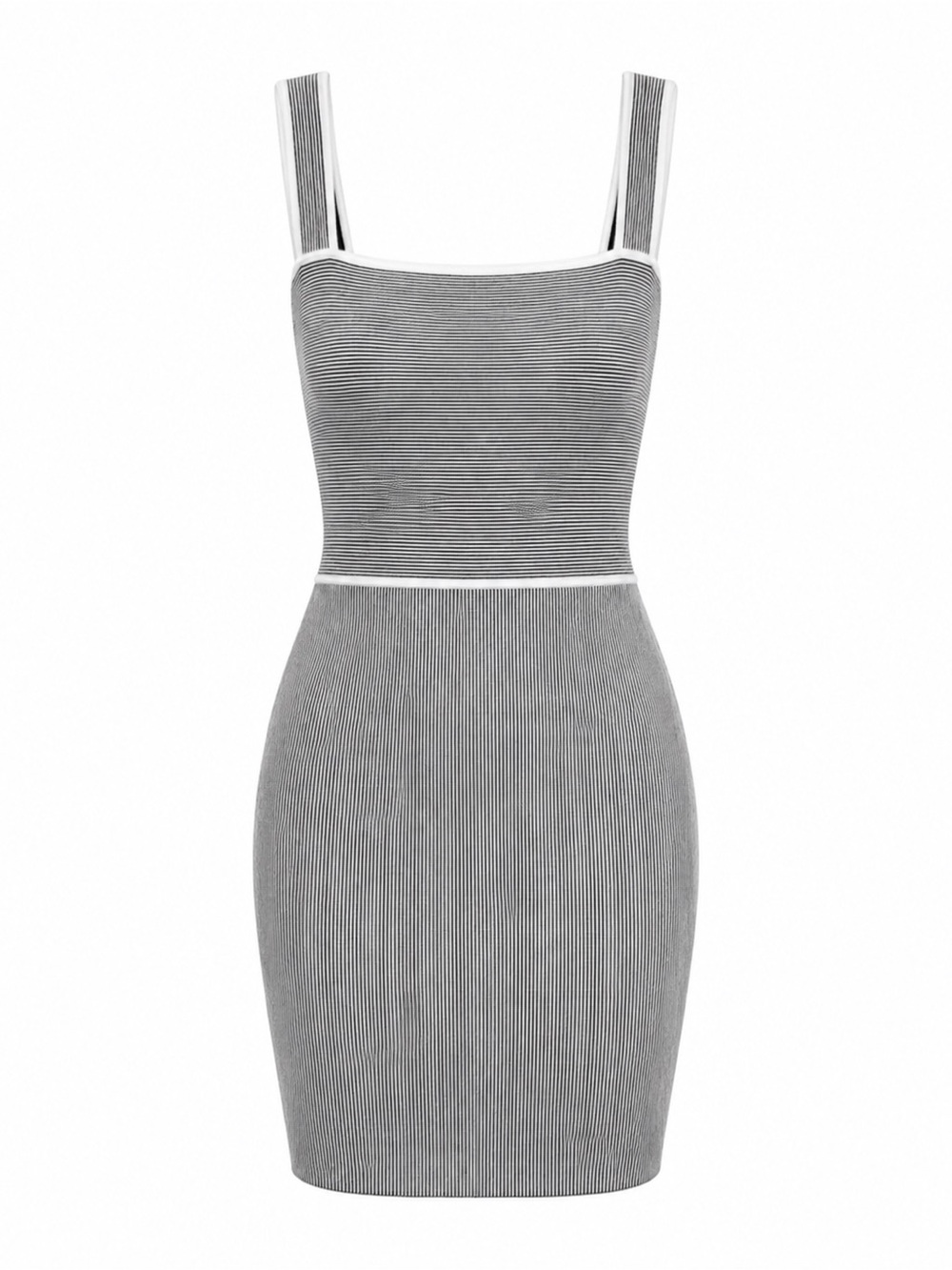Amanda Uprichard Knit Mini Dress Bodycon Square Neck Black White Size Large NWT